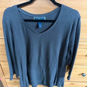 Karen Scott Charcoal V-Neck Top